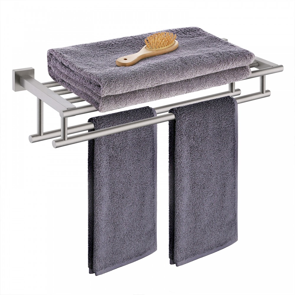 Wall Mount Bathroom Towel Rack Towel Bar Bath Robe Towel Holder Rustproof  Storage with Hooks er for Balcony Kitchen Hotel , 23.62x8.27x7.36inch