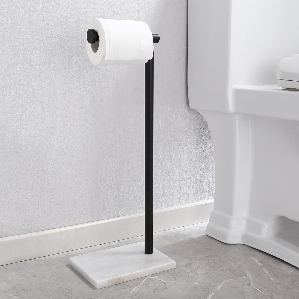 KES Bathroom Toilet Paper Holder Stand Modern Tissue Roll Holder SUS304  Stainless Steel Rustproof Freestanding, Matte Black BPH283S1-BK