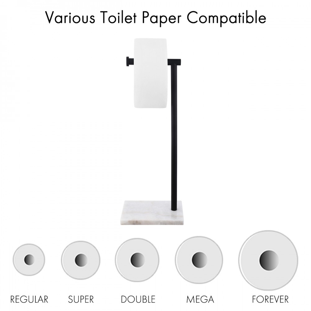 Freestanding Toilet Paper Holder With Natural Marble Base - N/A