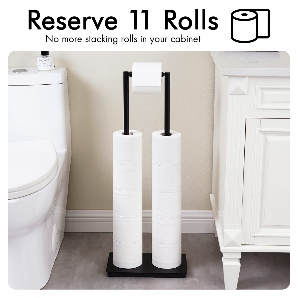 Kes WFBPH006BK Bathroom Toilet Paper Holder Stand Tissue Roll Holder SUS304 Stainless Steel Freestanding Finish: Matte Black