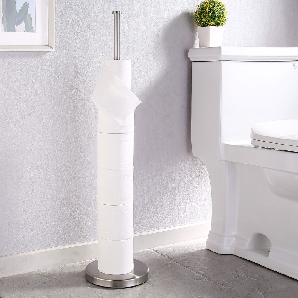 KES Toilet Paper Holder Stand SUS 304 Stainless Steel Rustproof Pedestal  Lavatory Tissue Roll Holder Floor Stand Modern Brushed Finish, BPH283S1-2