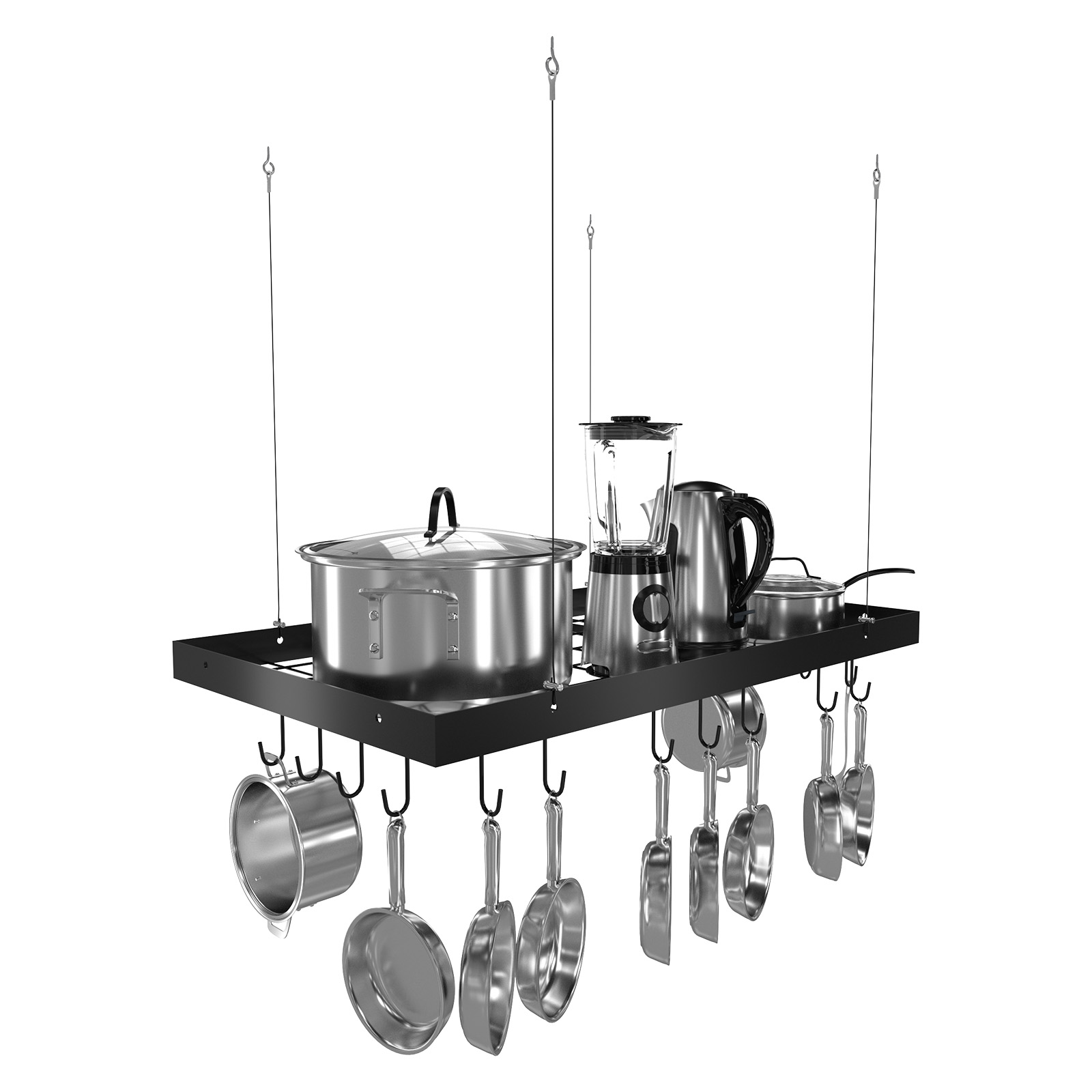 Sorbus Ceiling Mounted Pot Rack with Hooks ,Chrome