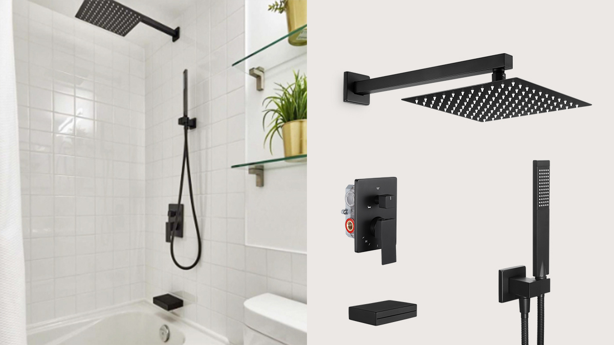 KES shower system with a sleek shower faucet, praised in customer testimonials and reviews for great customer service and exceptional performance.