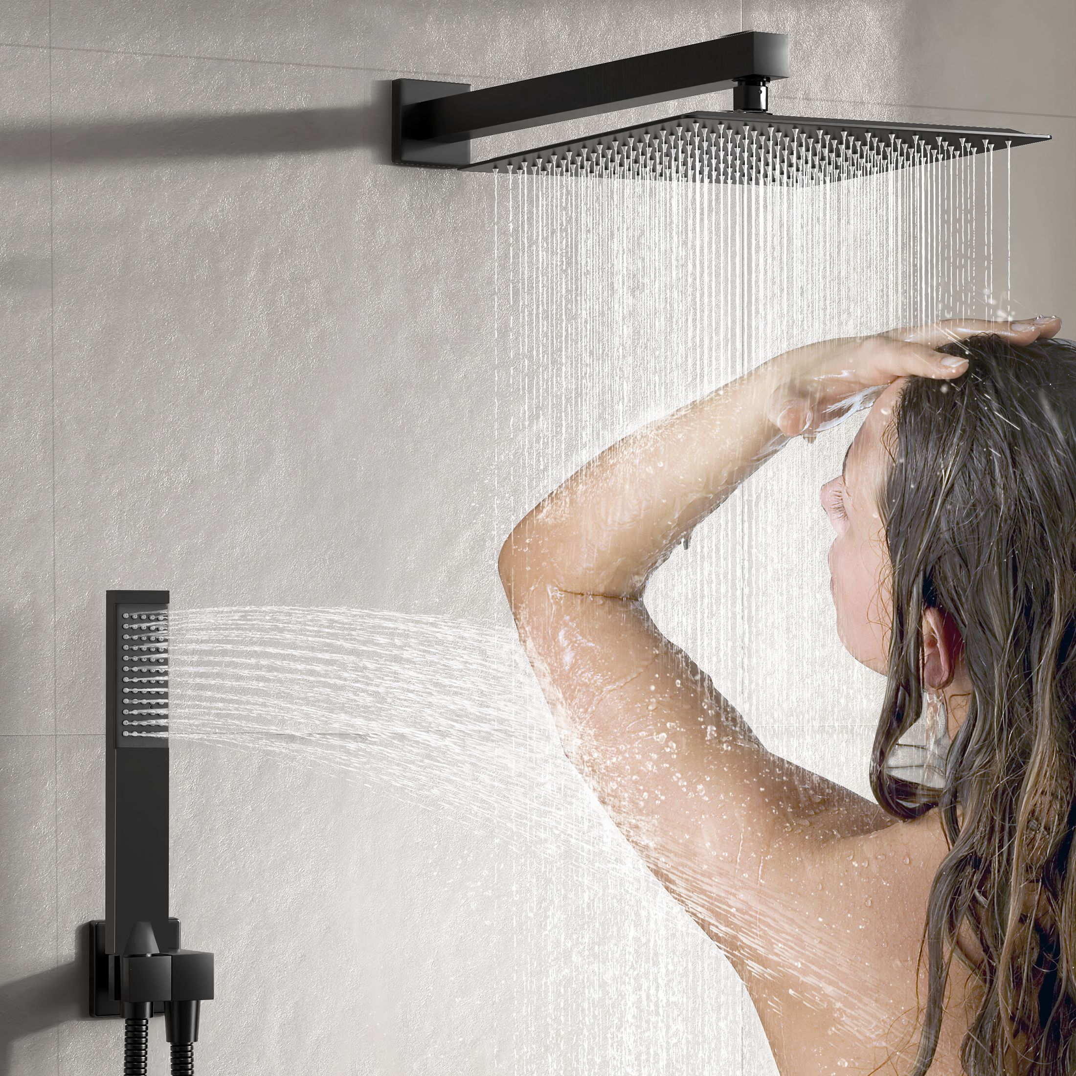 product recommendation, KES 2-function shower system with dual showerheads, offering a luxurious rain shower and handheld spray for versatile and comfortable bathing.