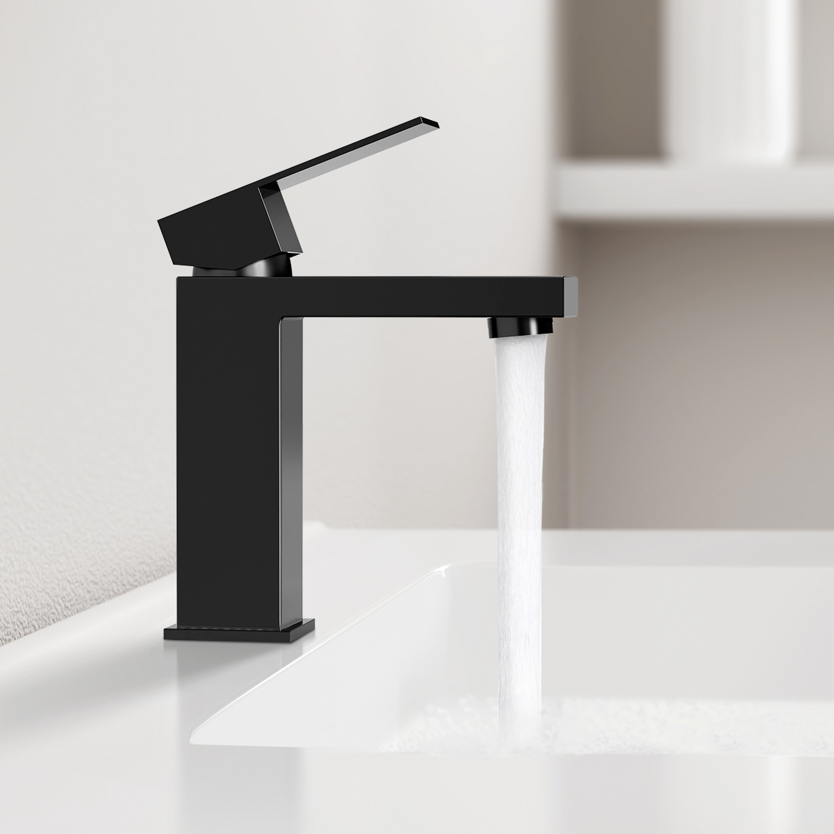 product recommendation, Modern black bathroom faucet by KES with a single-handle design. This matte finish tap offers easy water control and adds style to your bathroom.